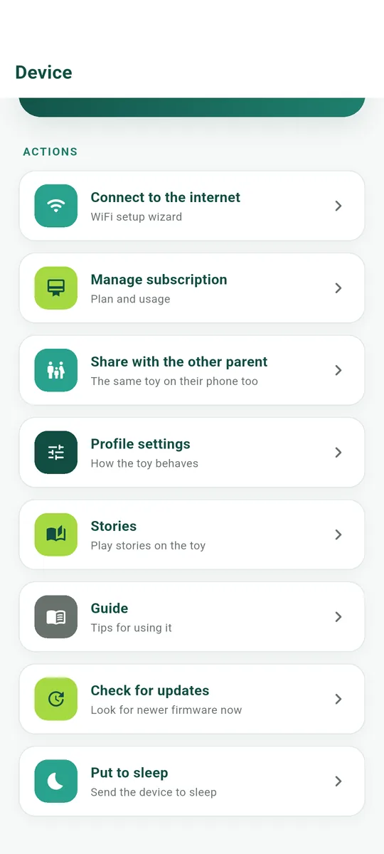 The device menu, the starting point for every setting
