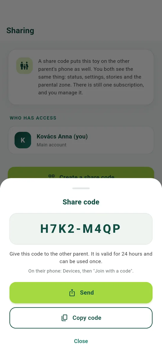 A share code, valid for twenty-four hours